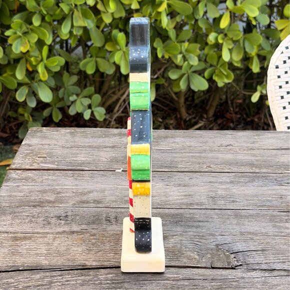 Hand painted Vintage Wood Snowman Christmas Decor Primitive Folk Art Let it Snow - Picture 7 of 8